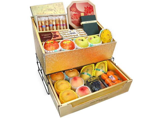 Fruit Basket - Mid Autumn Double Deck Peninsula MoonCake Fruits Gift Tower D17 - 0DP0716F8 Photo